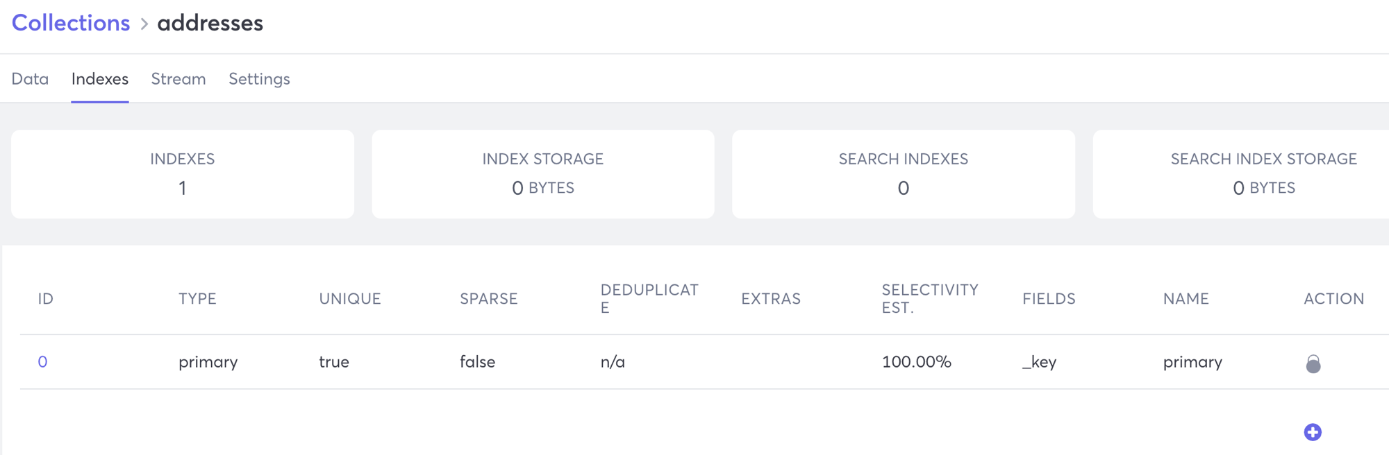 New Collection Indexes Fields