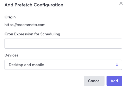 Prerendering Add Prefetching Configuration